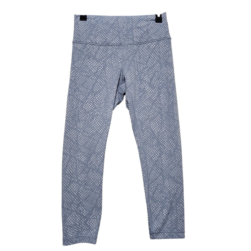 Lululemon Wunder Train HR Crop 23" Denim Wash Dusk Blue White Everlux Size 10